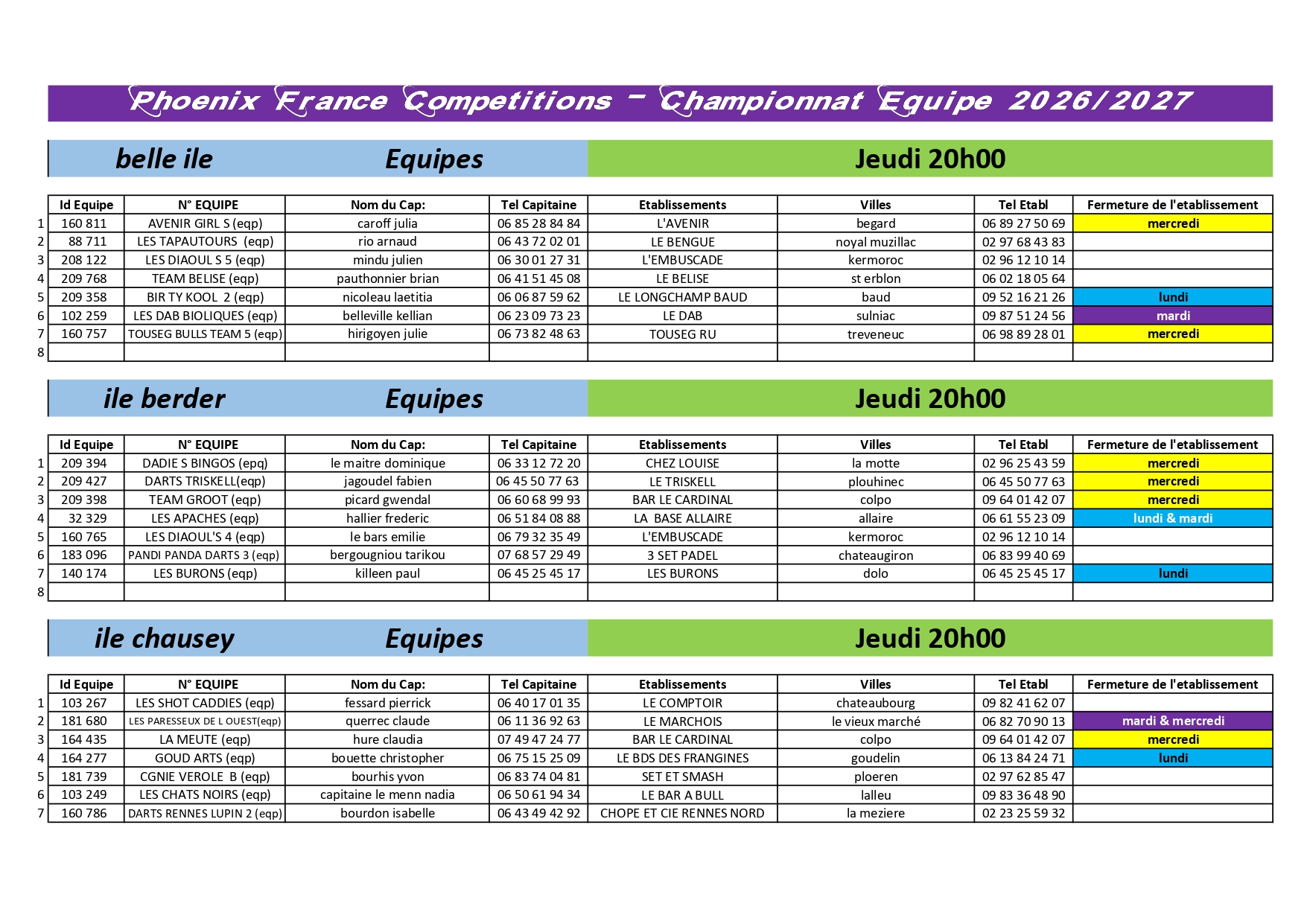 Calendrier 2026-2027 - Partie 1